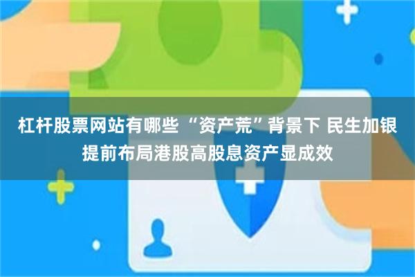 杠杆股票网站有哪些 “资产荒”背景下 民生加银提前布局港股高股息资产显成效