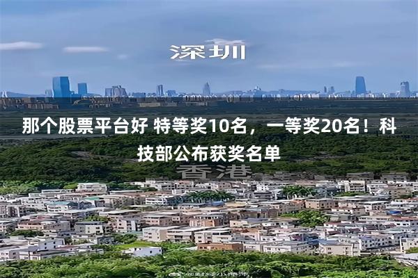 那个股票平台好 特等奖10名，一等奖20名！科技部公布获奖名单