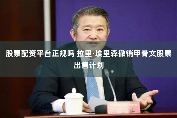 股票配资平台正规吗 拉里·埃里森撤销甲骨文股票出售计划